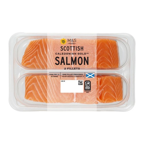 M&S Scottish 2 Salmon Fillets Skin On