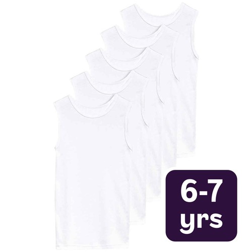 M&S Collection Unisex Cotton Vests, 6-7 Y, White