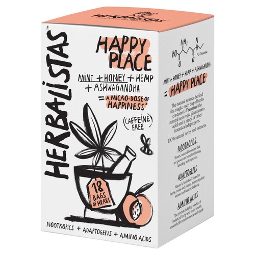 Herbalistas Happy Place Herbal Tea with Mint, Honey & Hemp