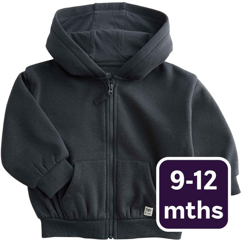 M&S Tommy Zip Up Hoodie, 9-12 Months, Charcoal