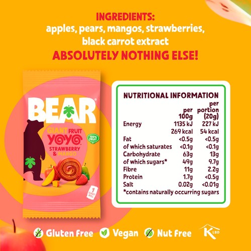 BEAR GIANT Fruit Yoyos Strawberry & Mango Multipack