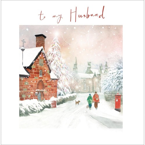 Snow Scene To My Husband Chirstmas Card
