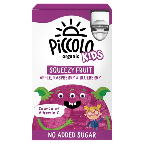 Piccolo Kids Squeezy Fruit Apple, Raspberry & Blueberry Multipack