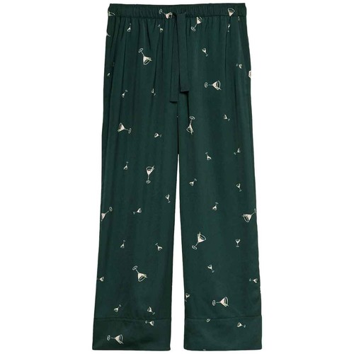 M&S Womens Dream Satin Cocktail Print Pyjama Set, 12, Light Green