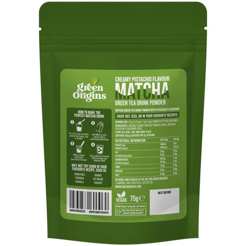 Green Origins Creamy Pistachio Matcha Green Tea Drink Powder
