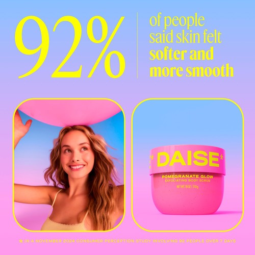 DAISE Exfoliating Body Scrub in Pomegranate Glow, For Soft Glowing Skin