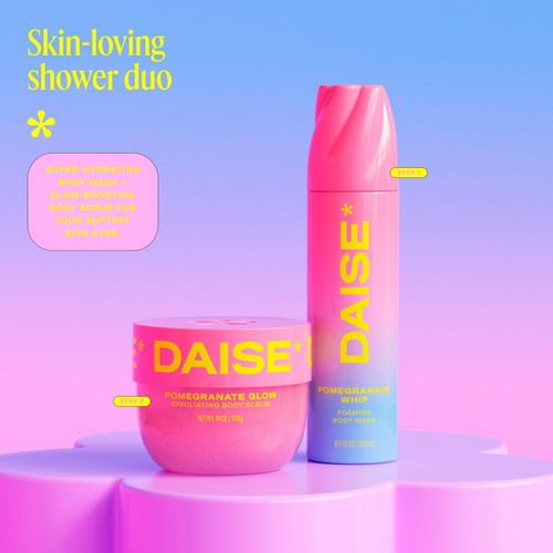 DAISE Foaming Body Wash in Pomegranate Whip, Ultra Hydrating for Skin