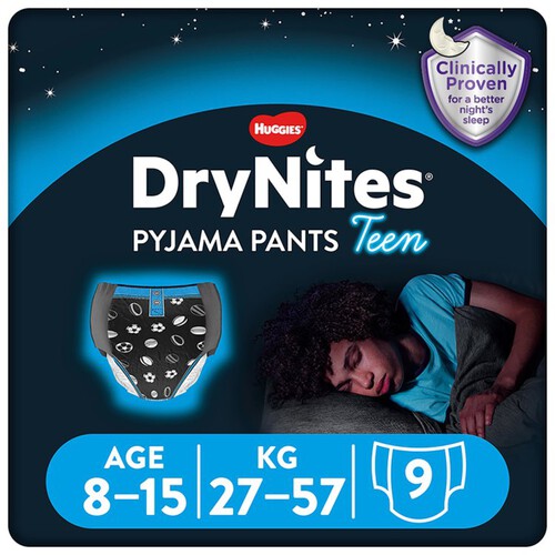 Huggies DryNites Boys Pyjama Pants, 8-15 Yrs (27-57kg) Ocado