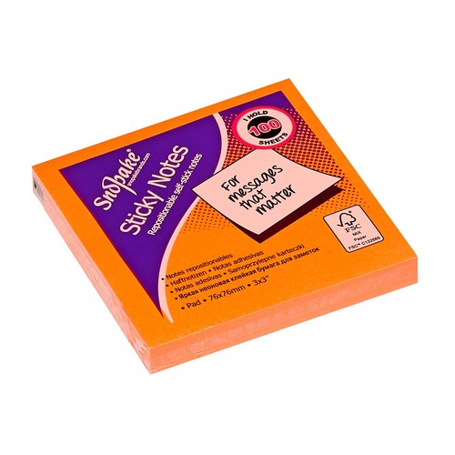 Snopake Neon Sticky Notes 3"x3" 600 Sheets