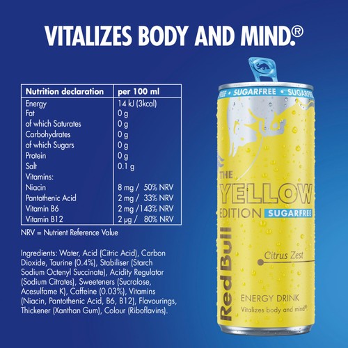 Red Bull Energy Drink Sugar Free Summer Edition Citrus Zest