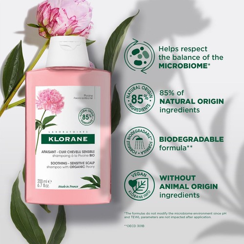 Klorane Soothing Shampoo with Organic Peony for Sensitive Scalps