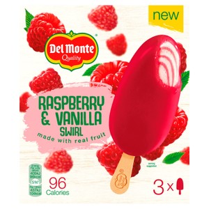 Del Monte Raspberry & Vanilla Swirl Ice Cream Sticks 3x90ml