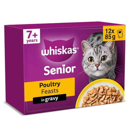 Whiskas 7+ Senior Wet Cat Food Pouches Poultry Feasts in Gravy
