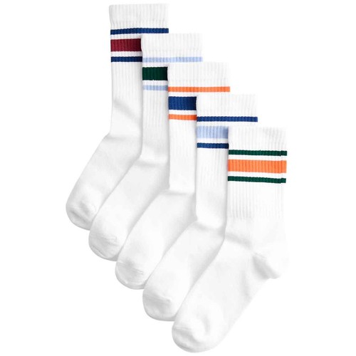M&S Boys Cotton Rich Ankle Stripe Socks, 12.5-3.5 Large, White Mix