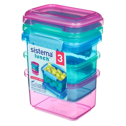 Sistema Lunch Containers 400ml 3 Pack Leakproof Storage