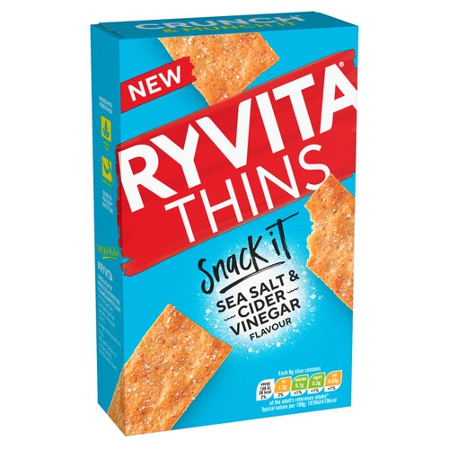 Ryvita Snack It Thins Sea Salt & Cider Vinegar Flatbread Snacks