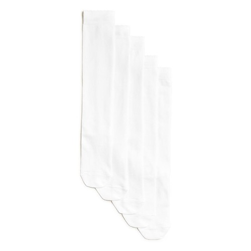 M&S KIDS Collection 5pk of Knee High Socks, White, 6-8