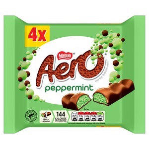 Aero Bubbly Peppermint Mint Chocolate Bar Multipack 27g 4 Pack