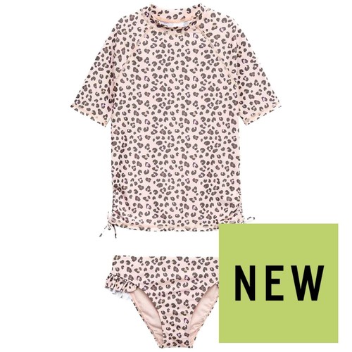 M&S Leopard Bikini with Rash Vest, 9-10 Years, Multi