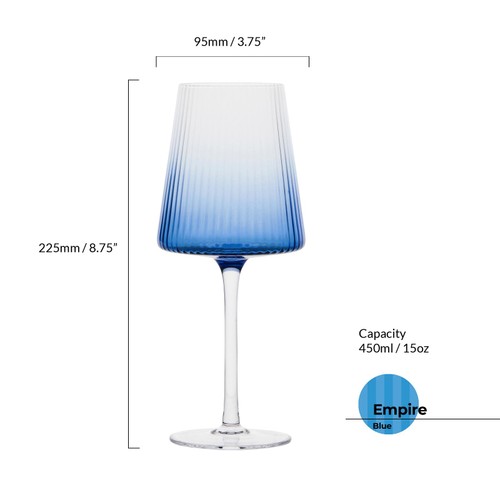 Anton Studio Designs Empire Blue Wine Glasses