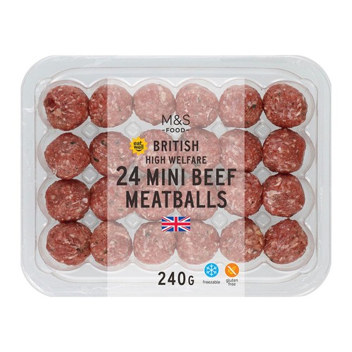 M&S 24 Mini British Beef Meatballs 3% Fat