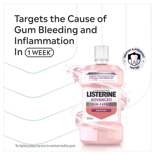 Listerine Advanced Gum Expert Milder Taste Alcohol Free Mouthwash