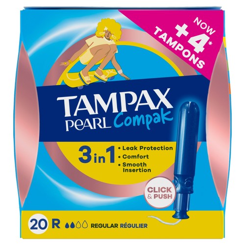Tampax Compak Pearl Tampons Regular 20 Count