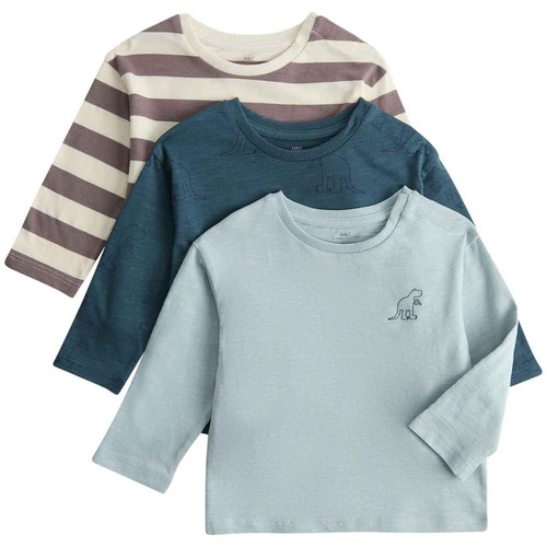 M&S Dino Long Sleeve Tops, 0-3 Months, Blue