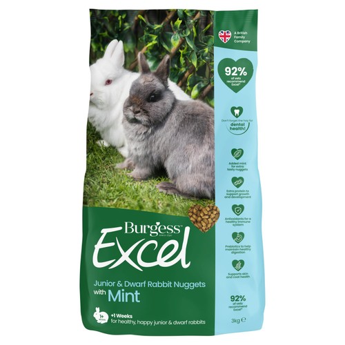 Burgess Excel Junior & Dwarf Rabbit Nuggets With Mint