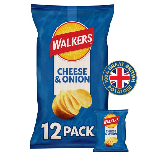 Walkers Cheese & Onion Multipack Crisps 12 x 25g