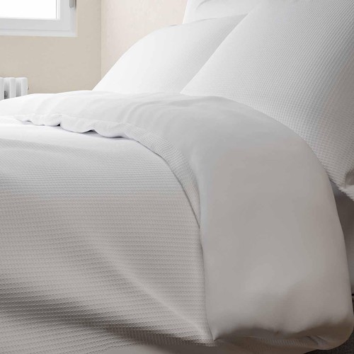 M&S Pure Cotton Waffle Bedding Set, Single (3 ft), White