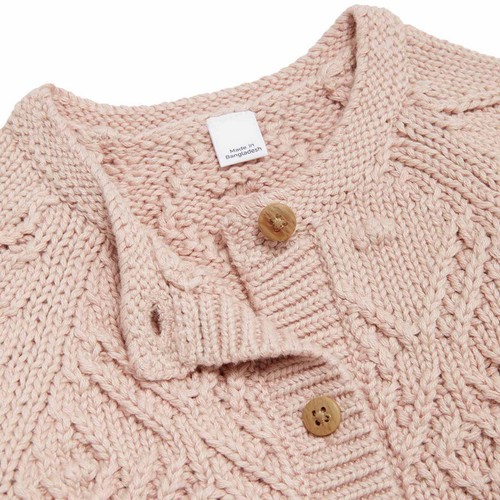 M&S Girls, Collection Pure Cotton Patterned Cardigan, 2-3 Years, Pink