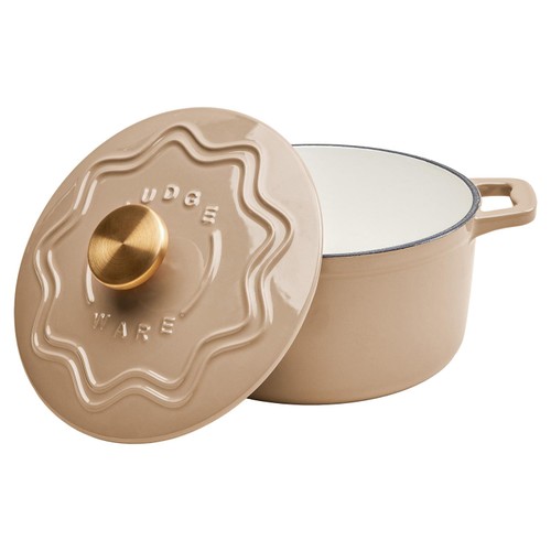 Judgeware Enamelled Cast Iron 20cm Casserole, 3.5l, Mushroom