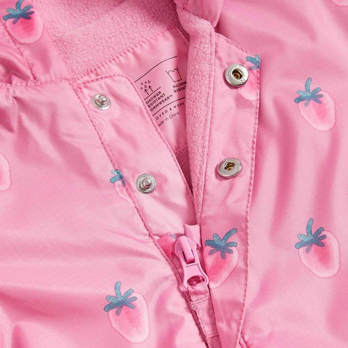 M&S Girls Strawberry Hooded Puddlesuit, 9-12 Months, Pink