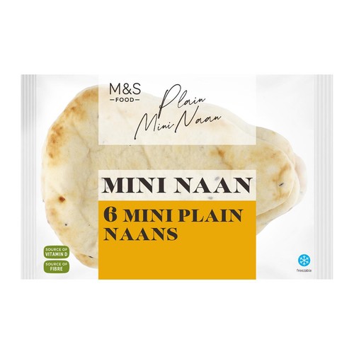 M&S 6 Mini Plain Naans