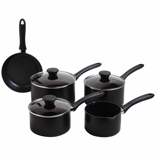 M&S Black Aluminium Non Stick Pan Set, Black