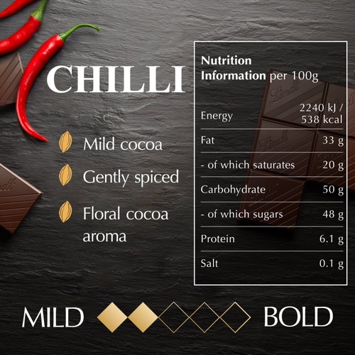Lindt Excellence Dark Chilli Chocolate Bar