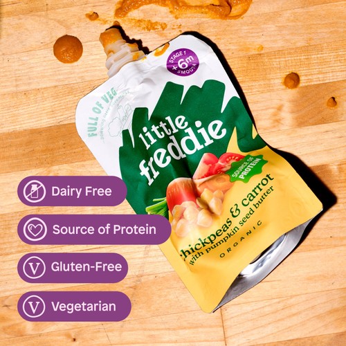 Little Freddie Organic Chickpea & Carrot Baby Food Pouch 6+ Months