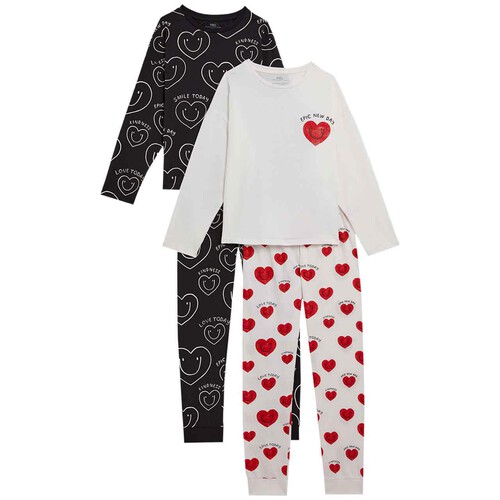M&S Pure Cotton Heart Pyjamas, 9-10 Years, Ivory - Ocado