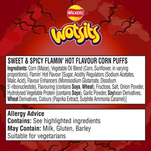 Walkers Wotsits Crunchy Sweet & Spicy Snacks Crisps 140g
