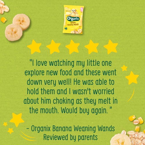 Organix Banana Weaning Wands Baby Snack 6+ Months