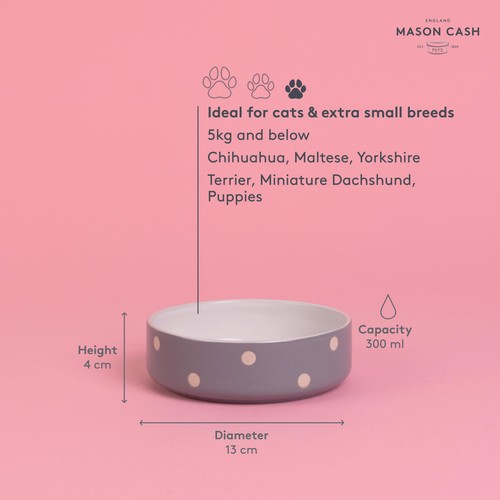 Mason Cash Polka Dot Grey 13cm Pet Bowl