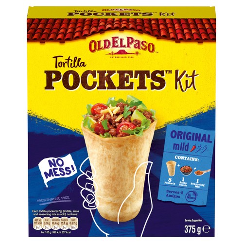 Old El Paso 8 Original Tortilla Pocket Kits 375g