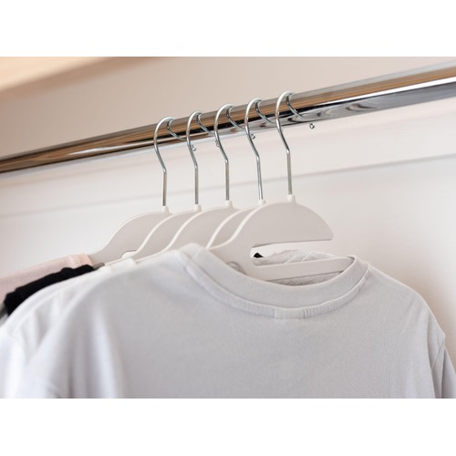 Non-Slip Plastic Clothes Dress Suit Hangers, White & Grey,  5pk