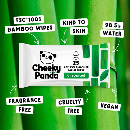 The Cheeky Panda Bamboo Facial Cleansing Wipes Unscented