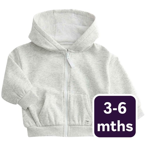 M&S Tommy Zip Up Hoodie, 3-6 Months Grey Marl