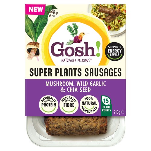 Gosh! Super Plants Mushroom, Wild Garlic & Chia Seed Sausages