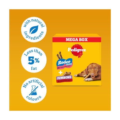 Pedigree Rodeo Duos & Jumbone Medium Dog Treats Mega Box 