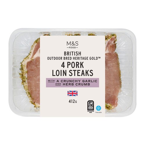 M&S Heritage Gold Outdoor Bred Garlic & Herb Crusted Loin Steaks