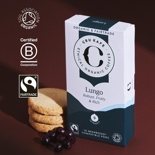 CRU Kafe Organic Fairtrade Lungo Pods 20s